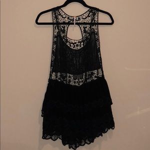 Free People Black Lace Dress with Open Back!